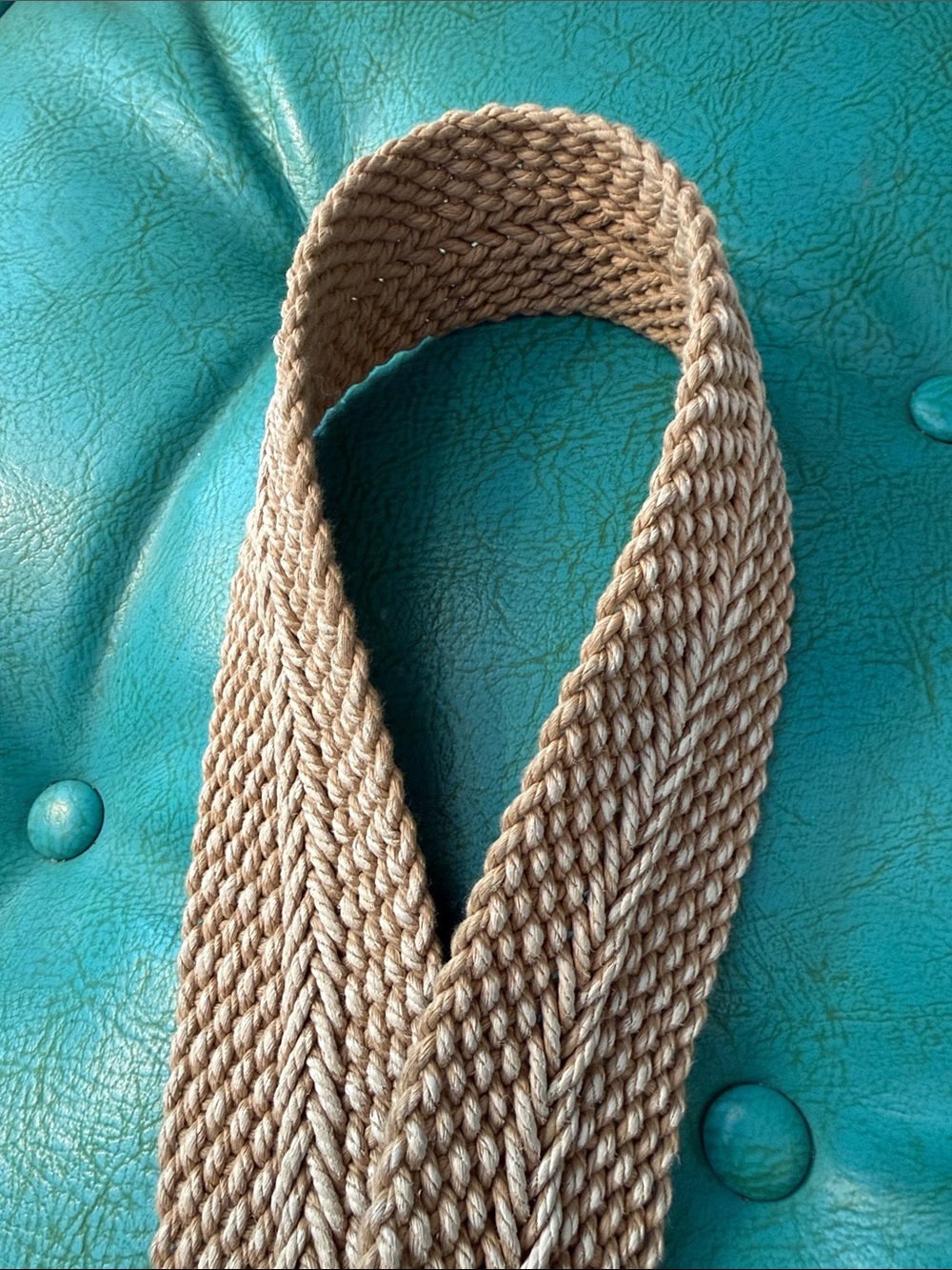 Set of two woven wide statement belts black and natural M/L boho cinching - Picture 11 of 11